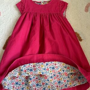 Mini Boden Bright Fuchsia Dress with Floral Hem 6/7